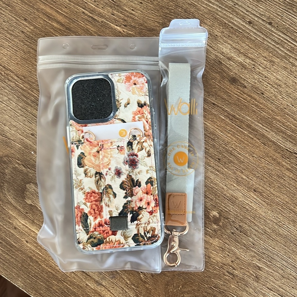 Walli Case Floral Pattern Phone Case with Wallet and Attachments for Strap